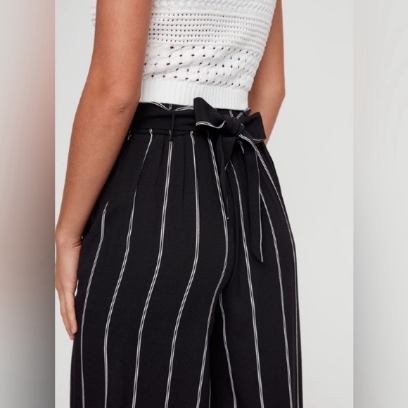 Wilfred Faun Stripe Wide Leg Black/ White Thin Stripe Tie Back Pull on pant L - Picture 5 of 16